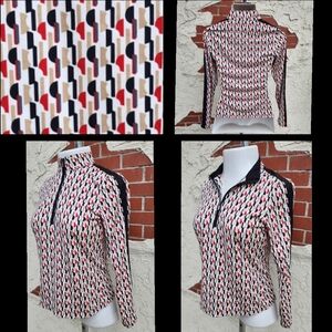 Small women TAIL Golf Long Sleeve Stretchy Geometric Print Zip-Up Top Shirt